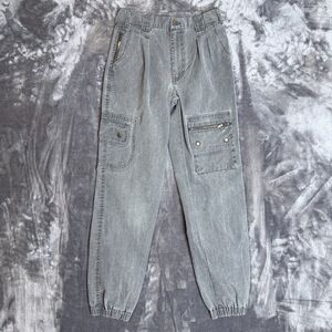 Priority Male Women's Pants Gray Size 18 Straight Cargo Pockets Faded